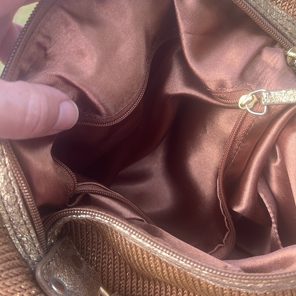 The Sak Brown bronze Crochet Handbag Embellished Shoulder Strap flower key fob - Picture 15 of 16